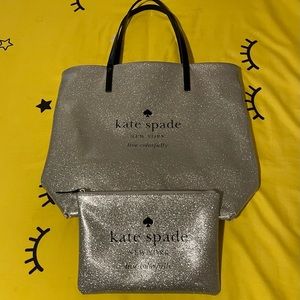 ♠️kate spade♠️ Silver Glitter Tote 🤩